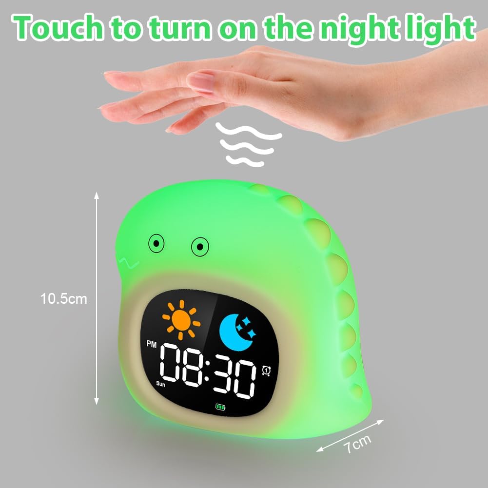 HOTUT Kinder Lichtwecker,Schlaftrainer Kinder mit Nachtlichtern,6 White Noise Kinderwecker,Digitaler