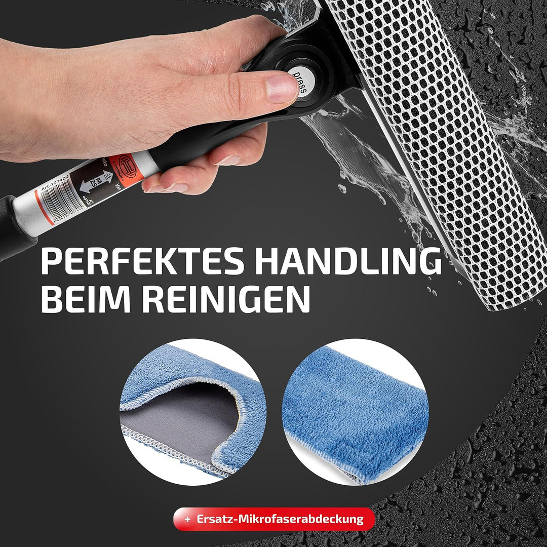 Heyner® Scheibenreiniger faltbar 25cm mit klappbarem Kopf und ergonomischem Griff – inkl. Mikrofaser