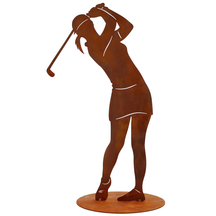 Rostikal Moderne Golferin Statue 40 cm - Gartendeko Geschenk - Deko Golf Figuren für Haus und Garten