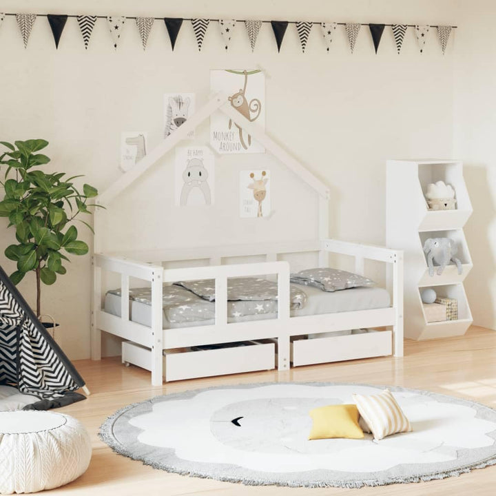 Festnight Hausbett 70x140 cm mit Schubladen ohne Matratze, Kinderbett mit Schubladen, Kinder Haus Be