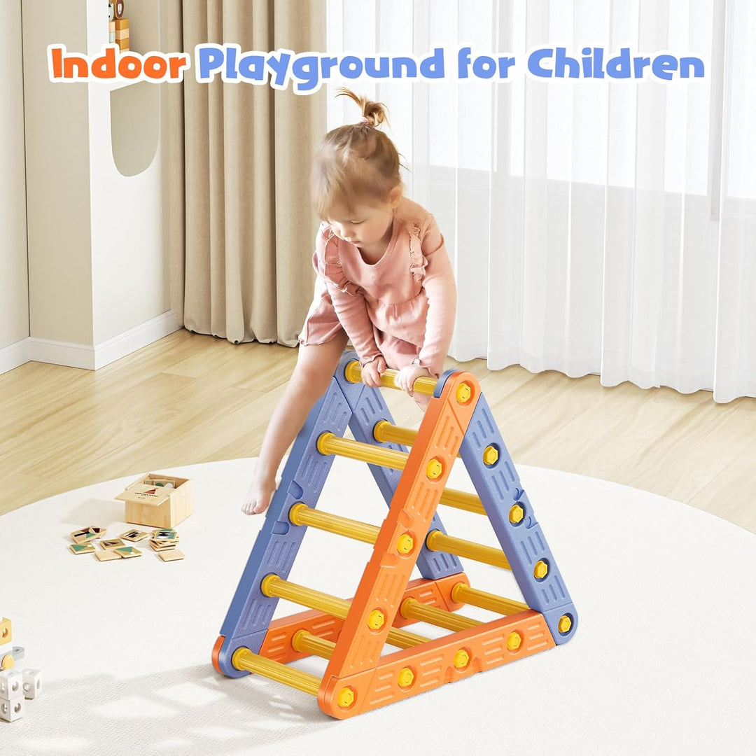 Montessori Kletterdreieck, Klettergerüst mit Dreieckiger Leiter Bogenleiter und 2 Kletterbrettern Ve