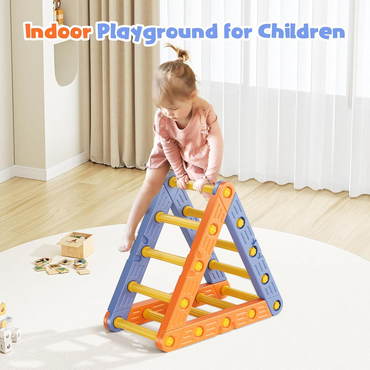 Montessori Kletterdreieck, Klettergerüst mit Dreieckiger Leiter Bogenleiter und 2 Kletterbrettern Ve