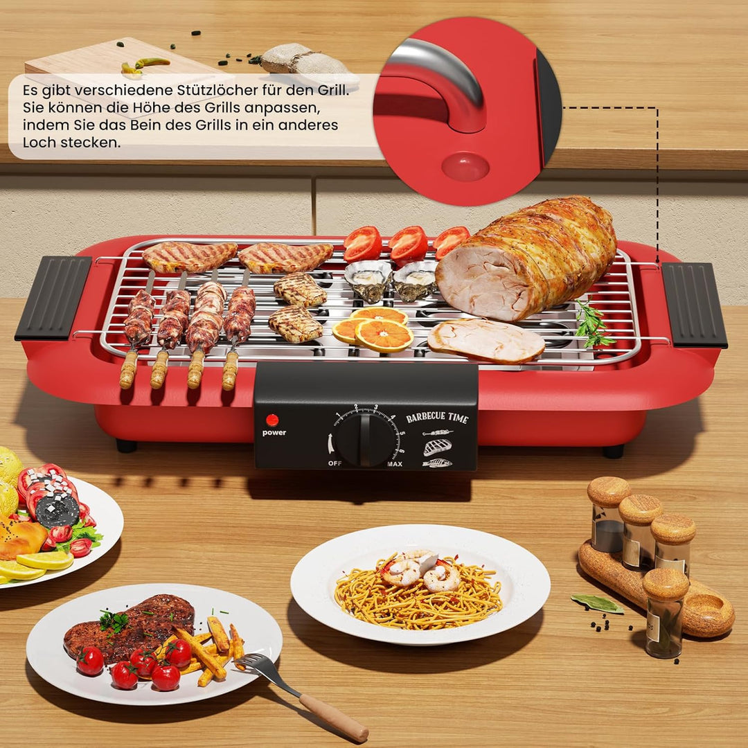 Elektrogrill Tischgrill elektrisch, Elektrischer BBQ-Grill, rauchloser Non-Stick Innen-/Outdoor-Gril