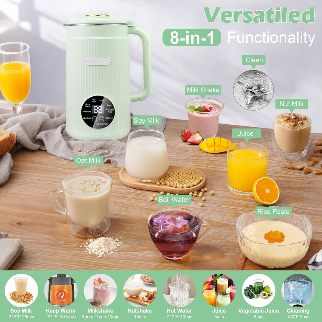 Nussmilchmaschine 8-in-1, Pflanzenmilchbereiter 1200 ml mit Selbstreinigung, Warmhaltefunktion &amp; Tim