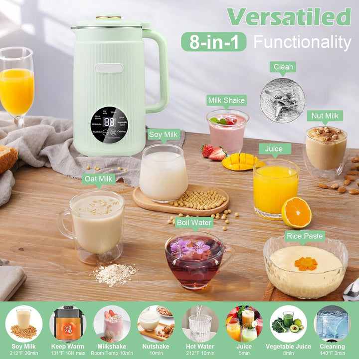 Nussmilchmaschine 8-in-1, Pflanzenmilchbereiter 1200 ml mit Selbstreinigung, Warmhaltefunktion &amp; Tim