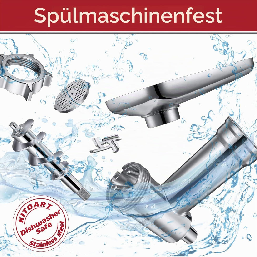 Edelstahl-Fleischwolf-Aufsätze für KitchenAid Mixer, Fleischwolf, Wurstfüller, perfekter Mahlaufsatz