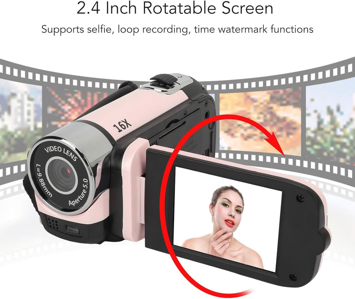 D90 1080P 16MP Digitalkamera 2,4 Zoll Schwenkbildschirm Camcorder 16X Zoom HD Videorecorder mit Füll