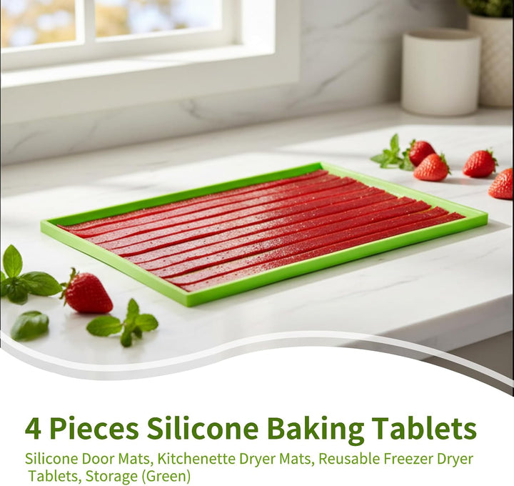 4 Stück Silikon-Tabletts zum Backen, Silikon-Dörrmatten, Trocknermatten für die Küchentheke, wiederv
