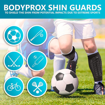 Bodyprox Fussball-Schienbeinschoner für Männer, Frauen und Jugendliche XL Schwarz, XL Schwarz