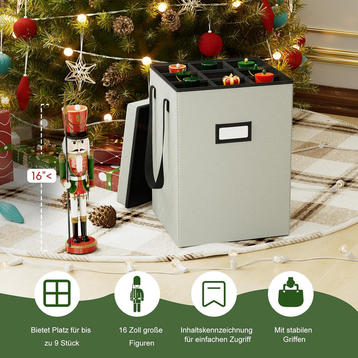 VERONLY Aufbewahrungsbox für Weihnachtsdekoration – Nussknacker & Figuren – bis 16 Zoll – mit verste