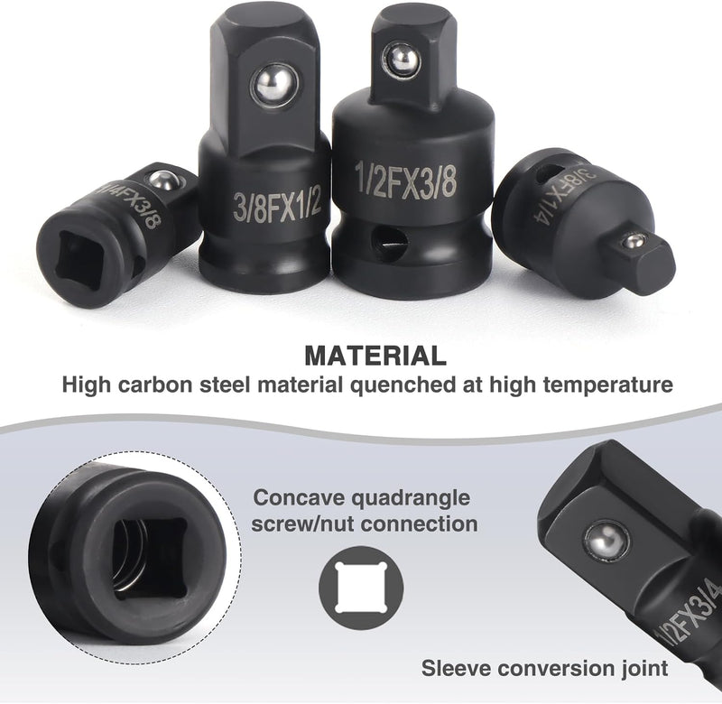 eROOSY 11tlg. Kreuzgelenk Satz, Stecknuss Adapter, Kraft Adapter Satz 1/4" 3/8" 1/2" 3/4", Impact So