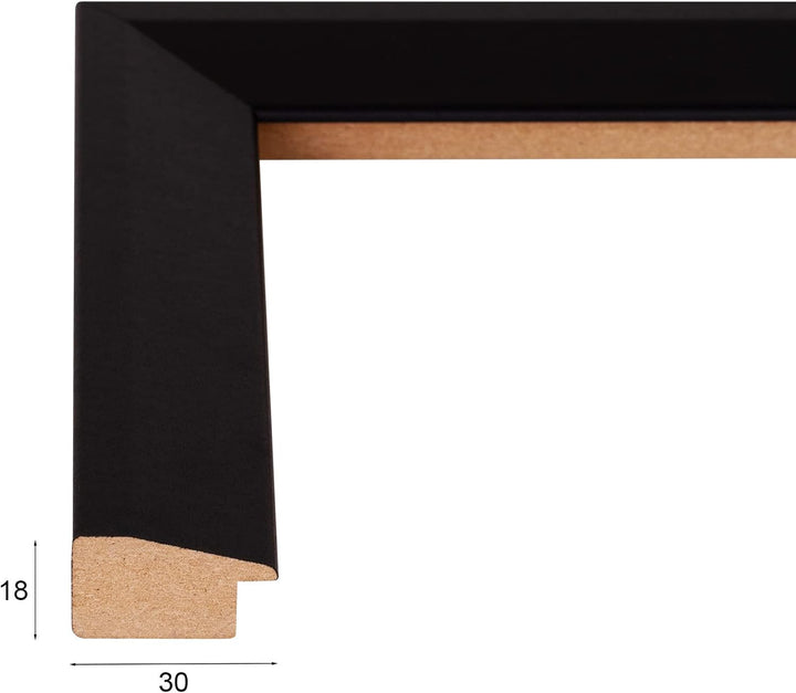 Rahmendesign24 Bilderrahmen Rio 45x60 (POSTERFORMAT) Schwarz (matt) Fotorahmen, Wechselrahmen, Poste