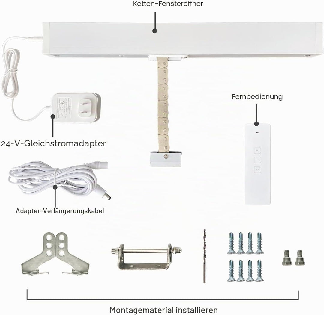 Olide Automatischer Fensteröffner mit einstellbarem Stroke, Kompatibel mit Alexa und Google Home Ass