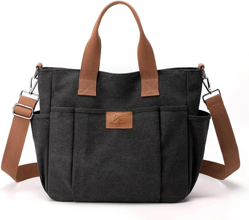 CORIOS Canvas Schultertasche Damen Handtasche Grosse Kapazität Umhängetasche Casual Henkeltaschen Mu