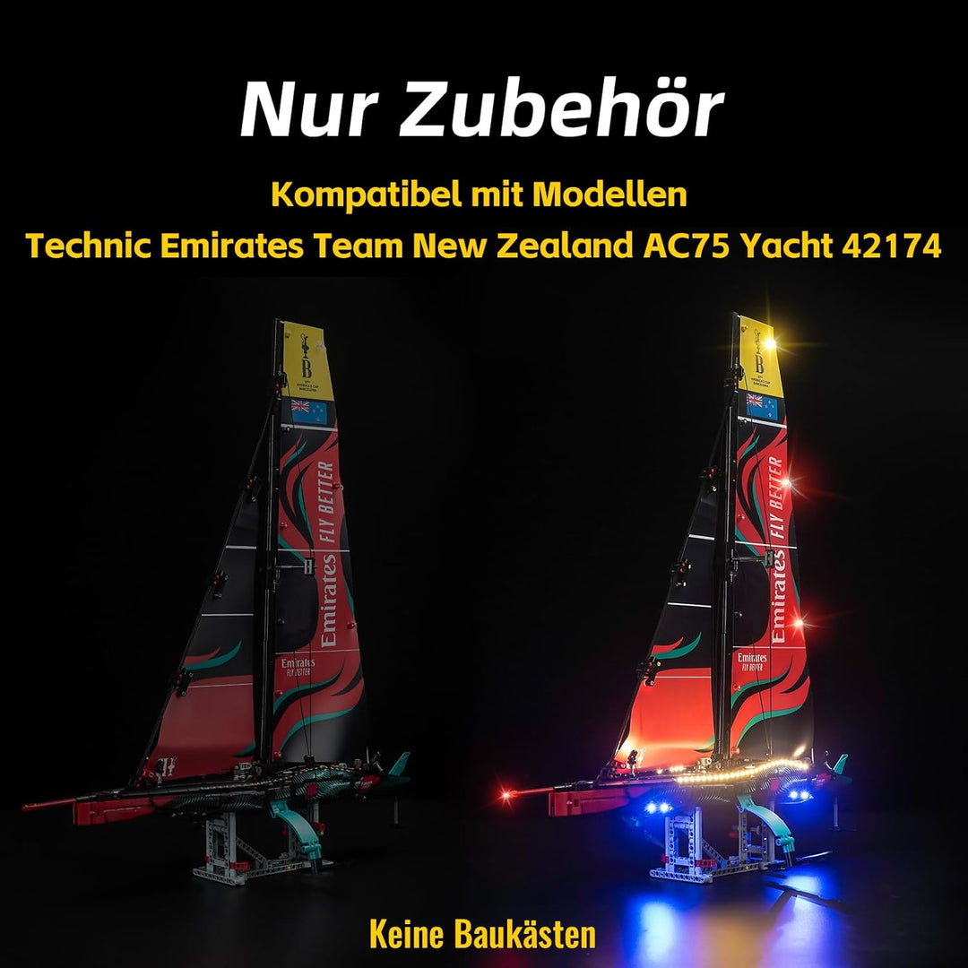 Fernbedienung Licht-Kit Kompatibel mit Lego Emirates Team New Zealand AC75 Yacht (Kein Modell), Led