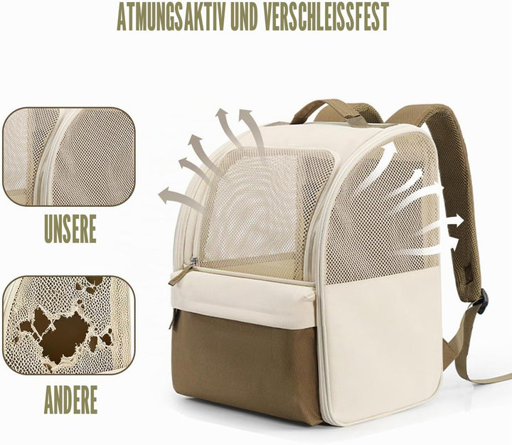 Katzen Hunde Rucksack, Katzenrucksack mit Fenster, Hunderucksack Stabiler Stahldrahtrahmen Verschlei