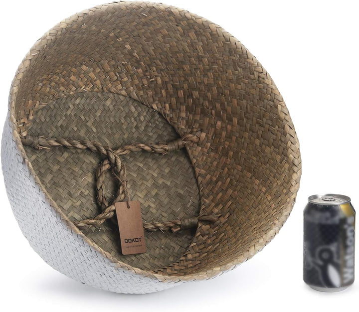 DOKOT Seegras Korb Blumentopf Naturkorb Gewebt Wäschekorb Mit Griff für Pflanze Spielzeug Aufbewahru