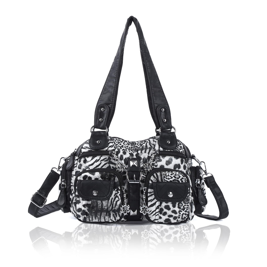 Angel Kiss Damen Handtasche 2 Hauptfächer Multifunktionale Handtasche Weich PU Leder Tasche mit Reis