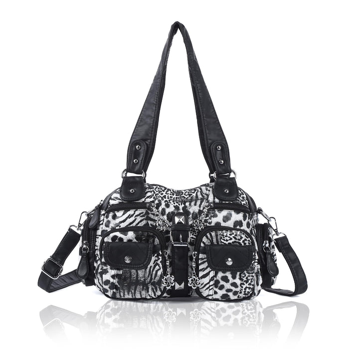 Angel Kiss Damen Handtasche 2 Hauptfächer Multifunktionale Handtasche Weich PU Leder Tasche mit Reis