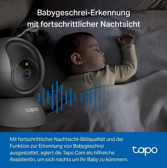 Tapo C201 360° WLAN-Überwachungskamera für Innenräume, 1080P, Nachtsicht, Bewegungserkennung, Zwei-W