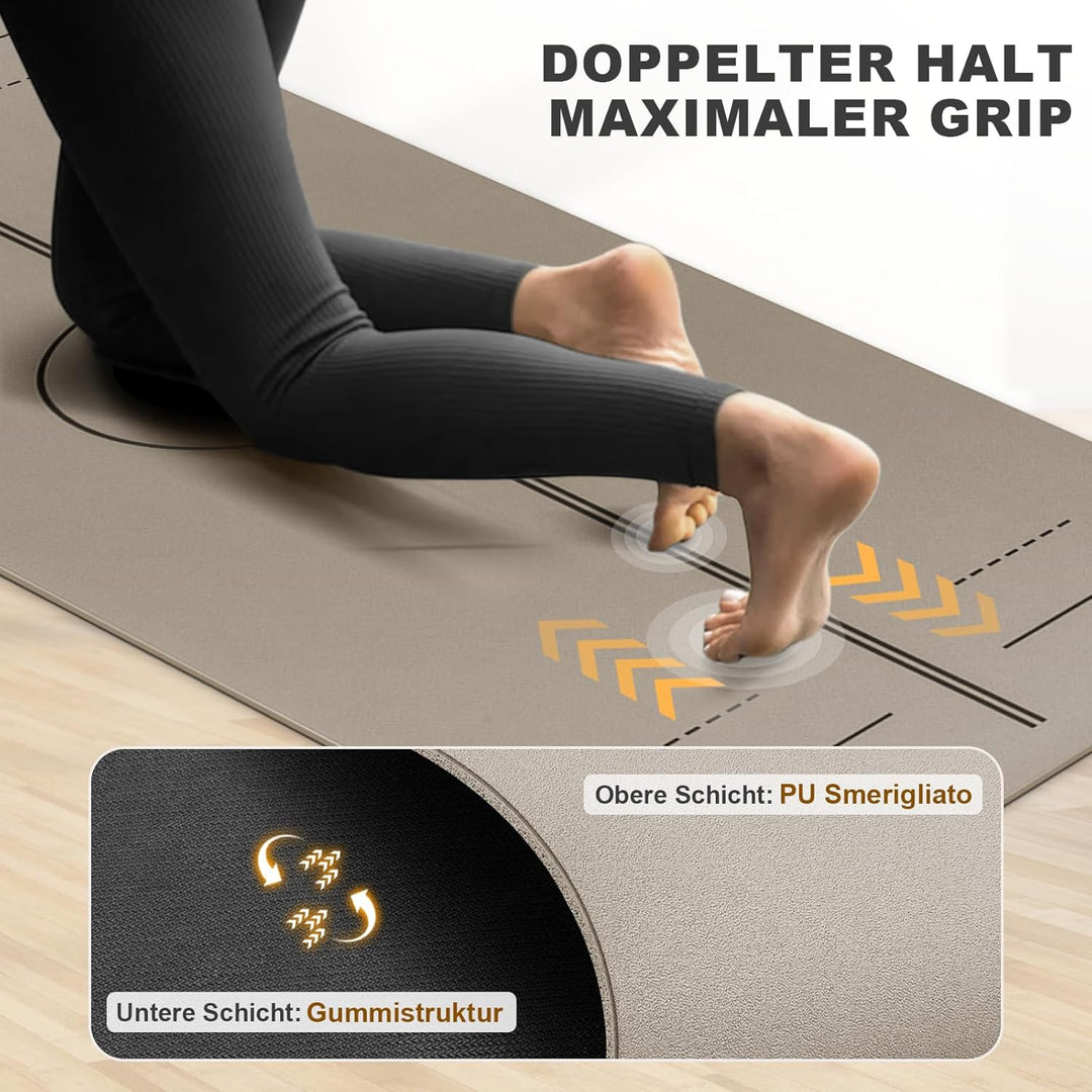 Yogamatte aus ECO Naturkautschuk & Hhautfreundlichem TPE, Extrem Rutschfest, Ausrichtungslinien, Ein