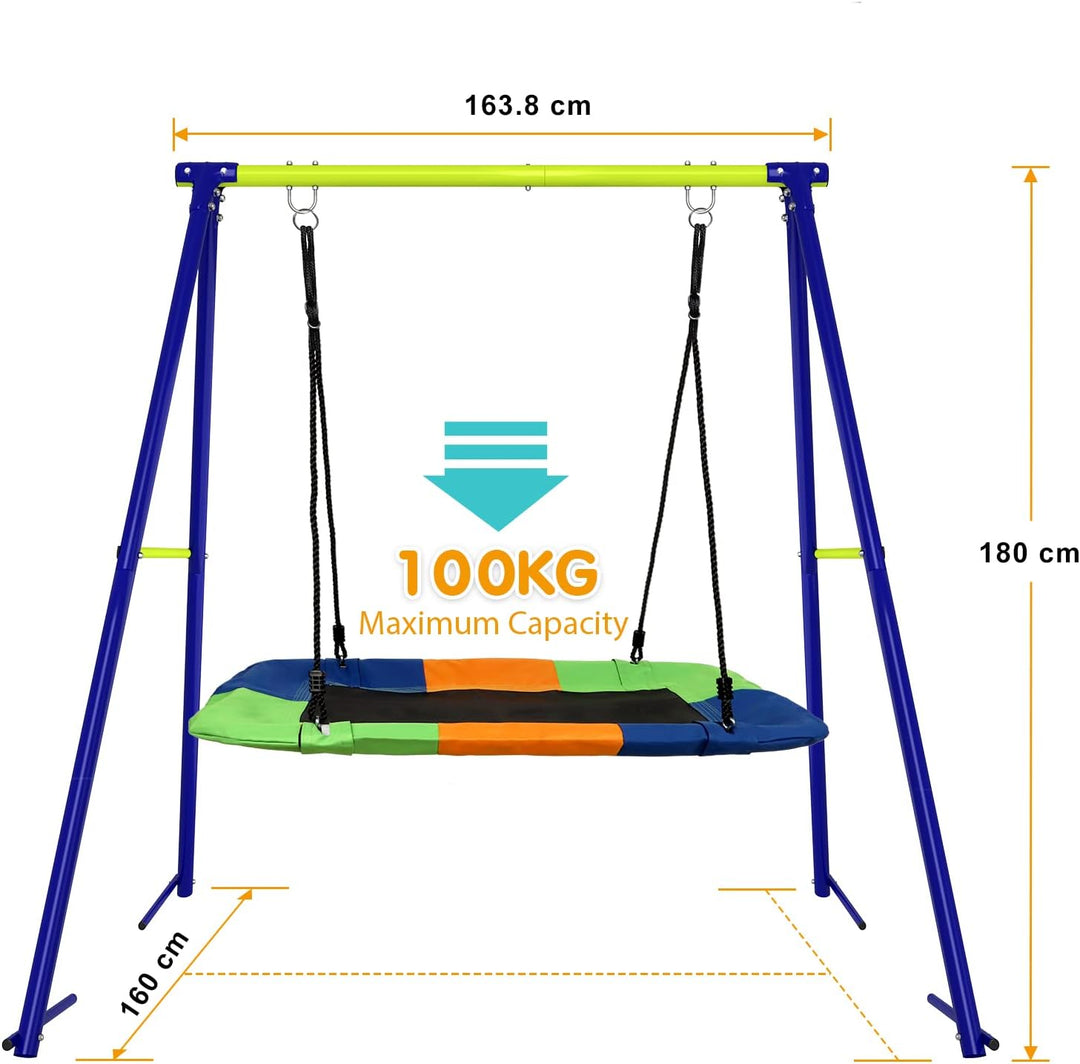 Dripex Nestschaukel Tellerschaukel Square 115 cm x 75 cm Kinderschaukel bis 200 KG Baumschaukel Vers