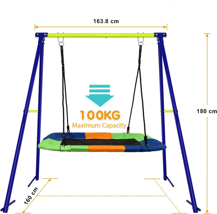 Dripex Nestschaukel Tellerschaukel Square 115 cm x 75 cm Kinderschaukel bis 200 KG Baumschaukel Vers