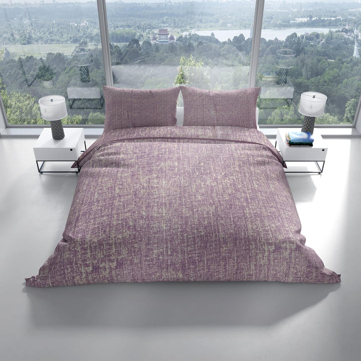 Leonado Vicenti 4tlg. Bettwäsche Microfaser Set 135x200 Flieder Lila Meliertes Einfarbig Bettbezug K