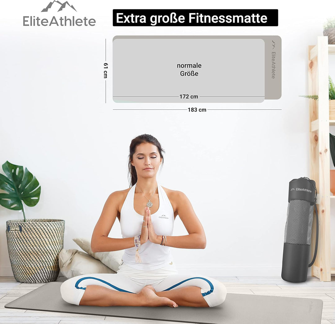 EliteAthlete Yogamatte - Sportmatte - Fitnessmatte - Gymnastikmatte gepolstert &amp; rutschfest für Fitn
