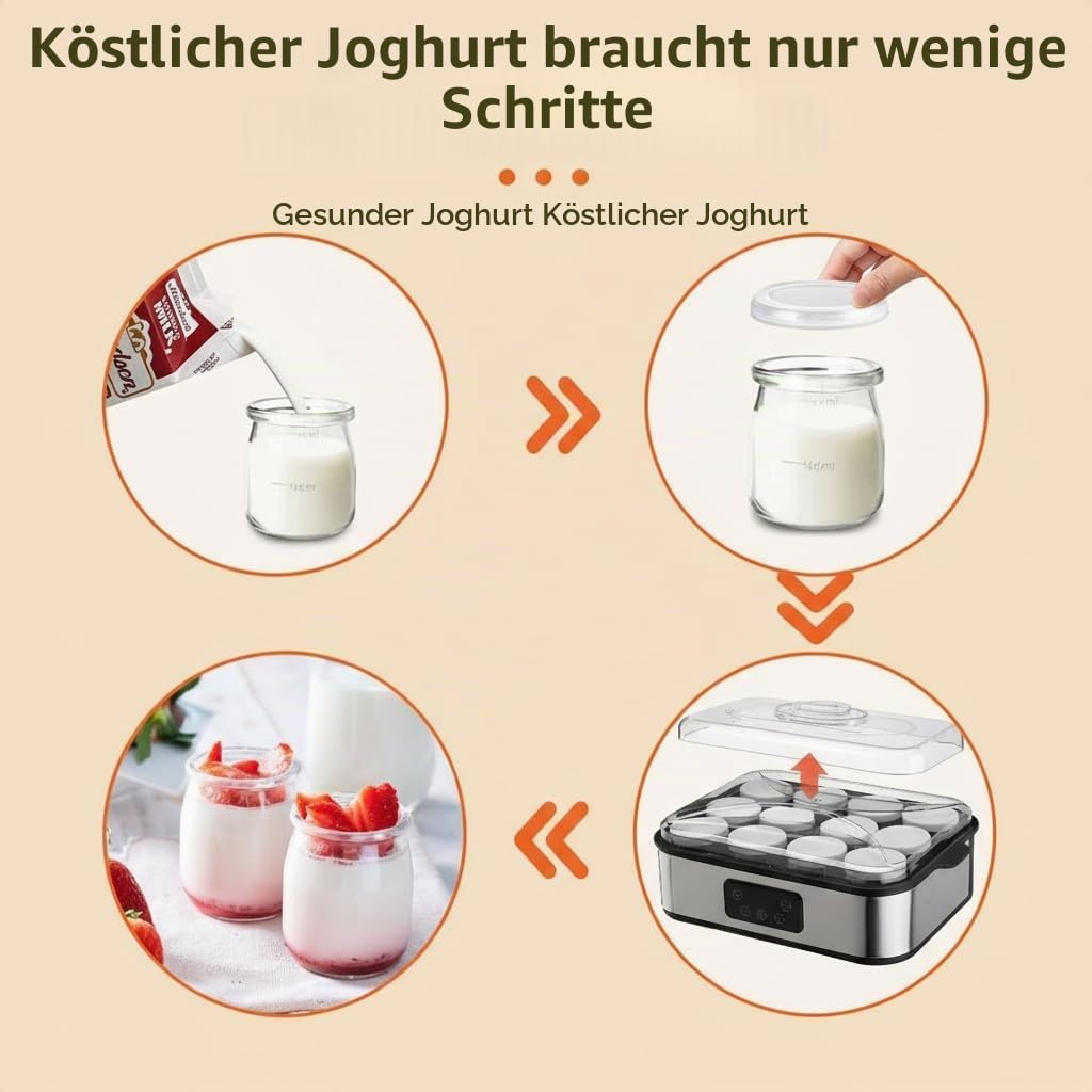 Joghurtbereiter, Automatischer Digitaler Joghurt Maker, Griechischer Joghurtmaschine mit Temperatur-