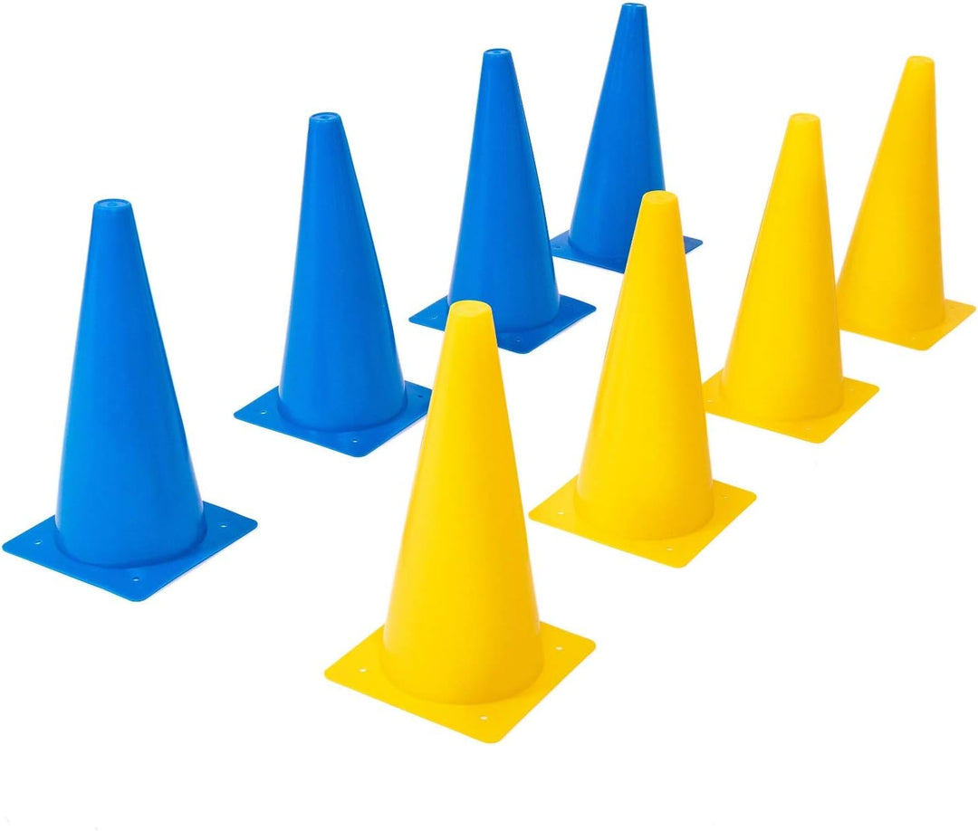 8LevelUp Pylonen 8er Set - 30 cm Hütchen (4 gelbe und 4 Blaue Kegel - flexibel, sicher und robust) m
