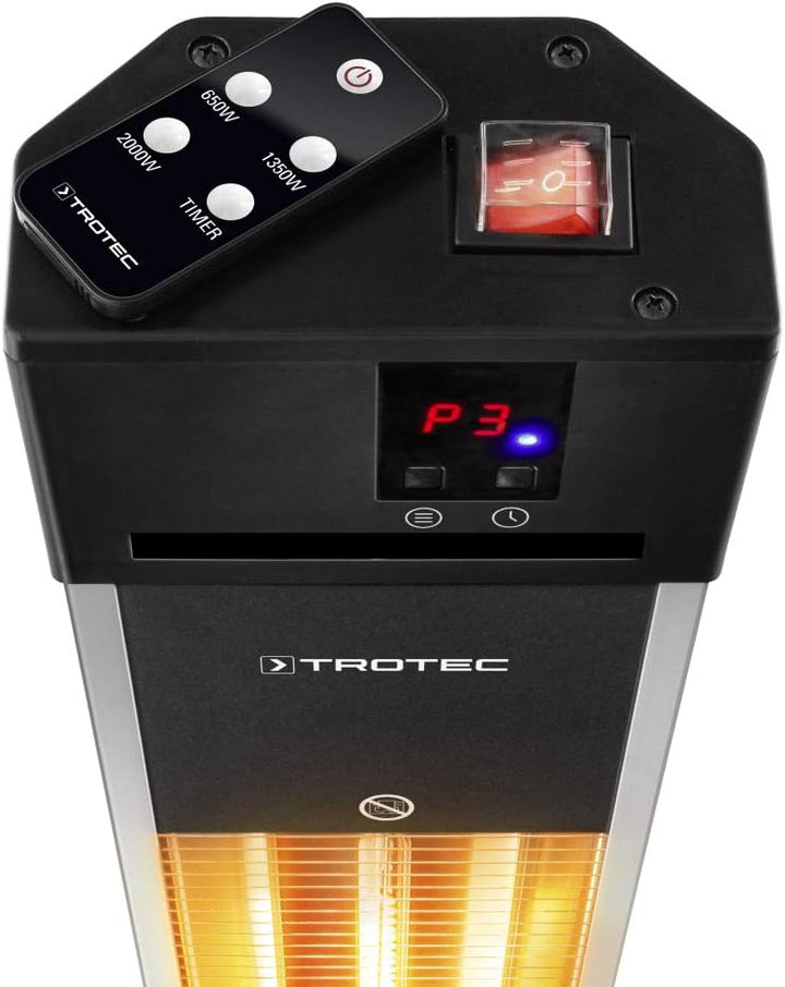TROTEC Infrarotheizung Standgerät IRS 2000 E – Heizleistung 650 W / 1350 W / 2000 W – Heizstrahler,