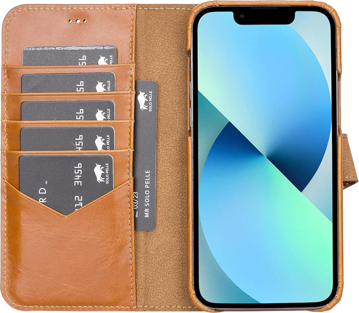 Solo Pelle Lederhülle kompatibel für iPhone 13 Pro Max in 6.7 Zoll abnehmbare Hülle (2in1) inkl. Kar