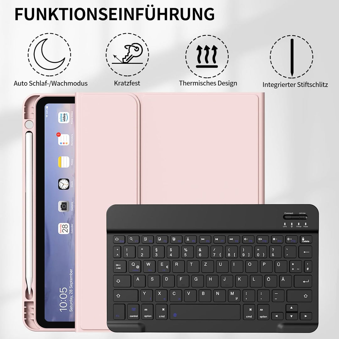 Tastatur Hülle für iPad (A16) 11 Zoll 2025/10. Generation 2022 10.9 Zoll, Magnetische Abnehmbare Kab