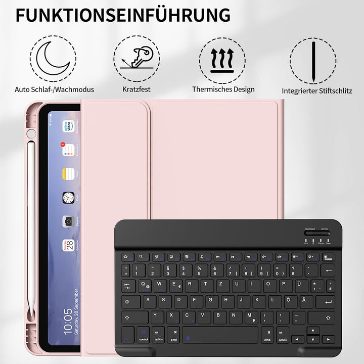 Tastatur Hülle für iPad (A16) 11 Zoll 2025/10. Generation 2022 10.9 Zoll, Magnetische Abnehmbare Kab