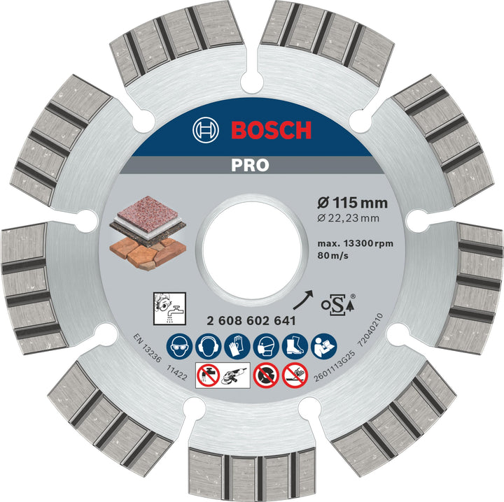 Bosch 1x PRO Multi Material Diamanttrennscheiben für 22,23‑mm-Bohrung und kleine Winkelschleifer (fü