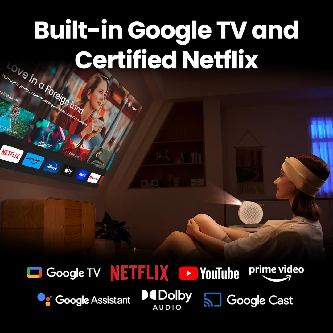 BenQ GV50 1080p Laser Tragbarer Deckenprojektor mit Stativfuss, Drehbare Winkelprojektion, 500 ANSI