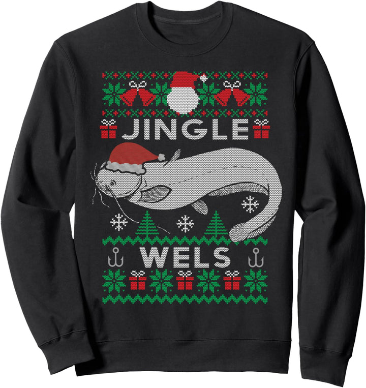 Jingle Wels I Lustiges Waller Ugly Christmas Angler Geschenk Sweatshirt