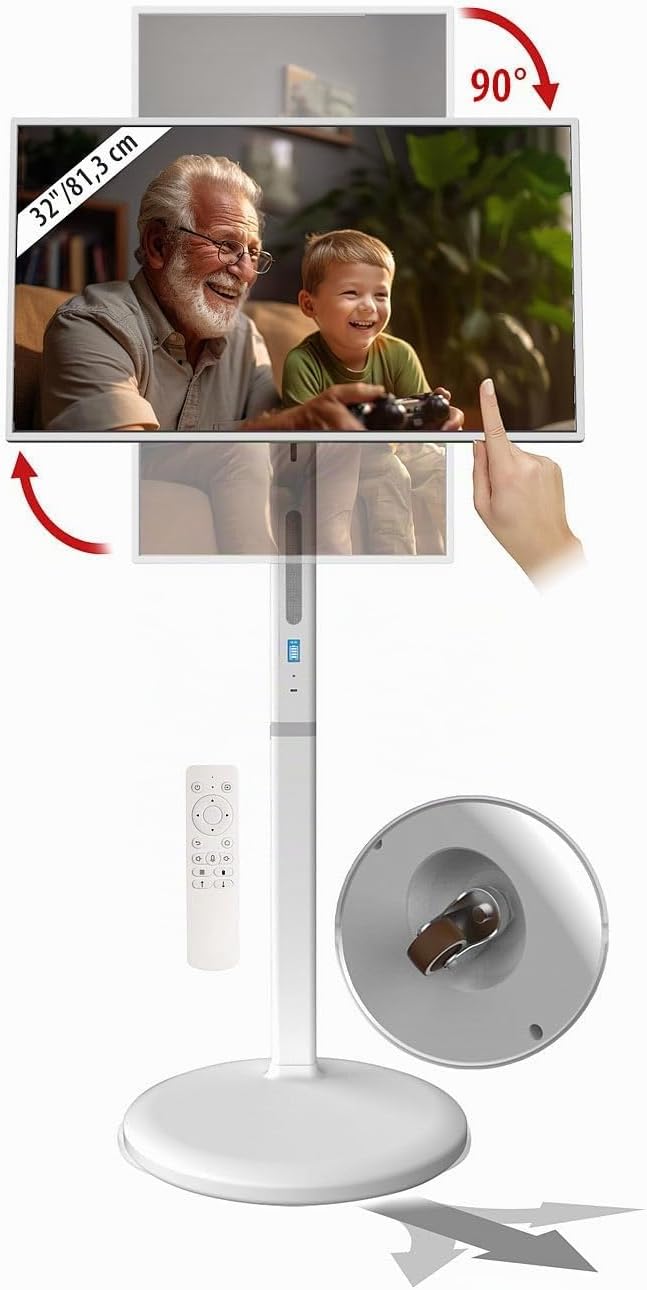 auvisio Mobiler Fernseher: Mobiler Smart-Touch-Bildschirm, 32", Android 13, Akku, Fernb., USB-C (Fer