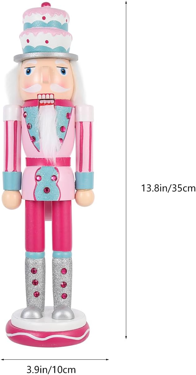 BESPORTBLE 35 cm grosser Nussknacker-Soldat, hölzerne Nussknacker-Figur, rosa Nussknacker-Soldat, fe