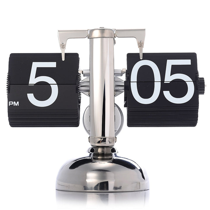Aoonar Digitale Flip-Down-Uhr, Digital Retro Tischuhren Edelstahl Minimalistische Mechanische Auto F