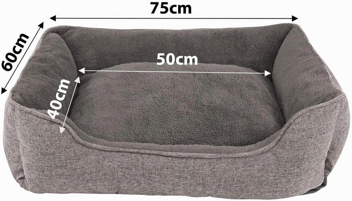 lionto Hundebett meliert Hundekissen Hundekörbchen Bezug abnehmbar, (S) 75x60 cm grau L 75 x B 60 x