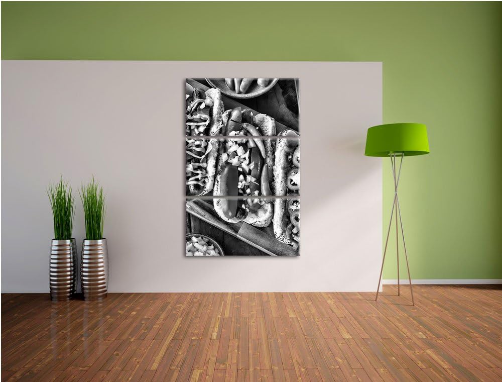 Pixxprint Amerikanische Hotdogs als Leinwandbild/Grösse: 3 Teilig (120x80) cm/Wandbild/Kunstdruck/fe