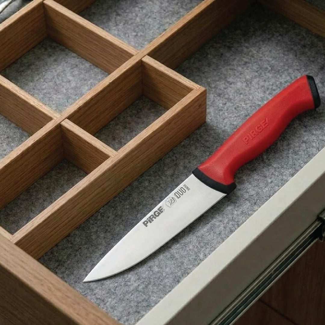 Pirge Duo Metzgermesser 19 cm Rot Schlachtermesser - Fleischermesser - Stechmesser - Exzellenter Sch