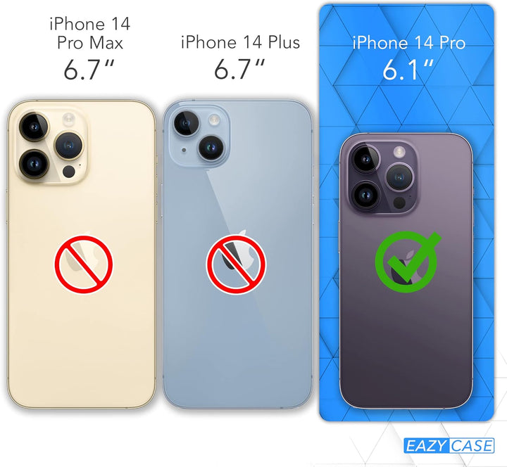 EAZY CASE Handykette kompatibel mit iPhone 14 Pro Handyhülle mit Metall Umhängeband und Ersatz Korde