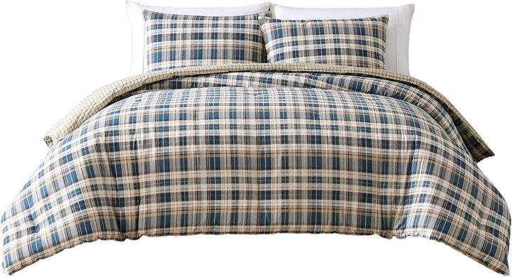 Eddie Bauer Port Gamble Comforter Set, King, Blue, 3 Piece King Blau, King Blau
