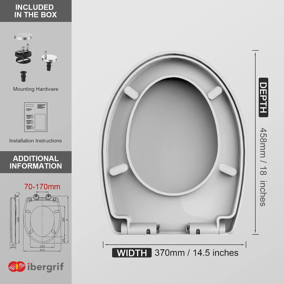 Ibergrif Toilettendeckel mit Absenkautomatik O WC Sitz Einfache Montage und Sauber,Klodeckel Quick-R