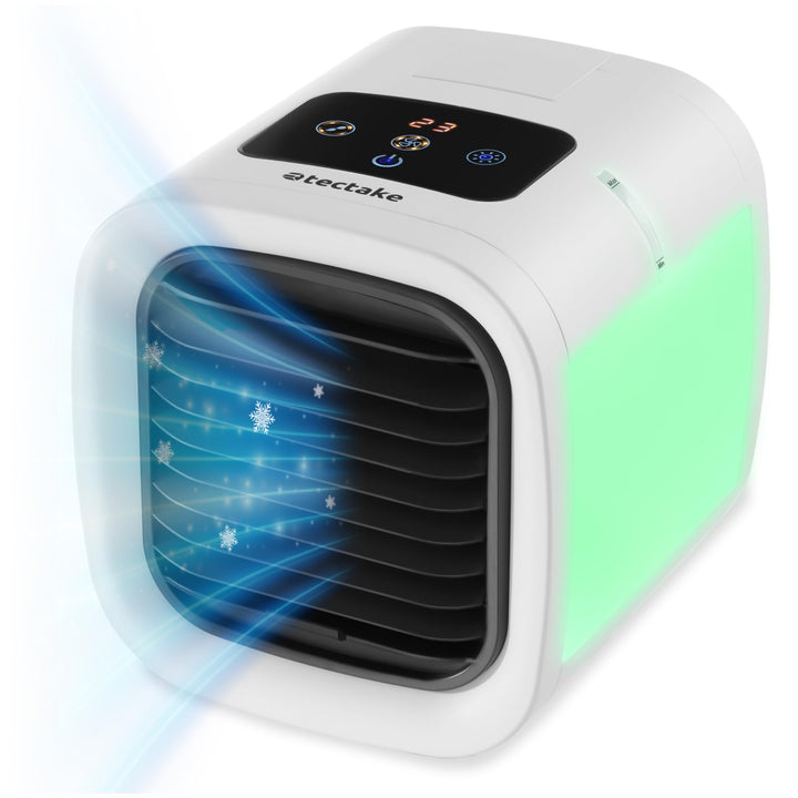 tectake® Luftkühler mit LED, mobile Klimaanlage ohne Abluftschlauch, Ventilator mit Wasserkühlung, K