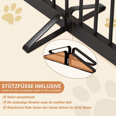 Absperrgitter Hund,Hundegitter für Wohnung Garten ohne Bohren aus Metal Holz,Freistehendes Hundeabsp