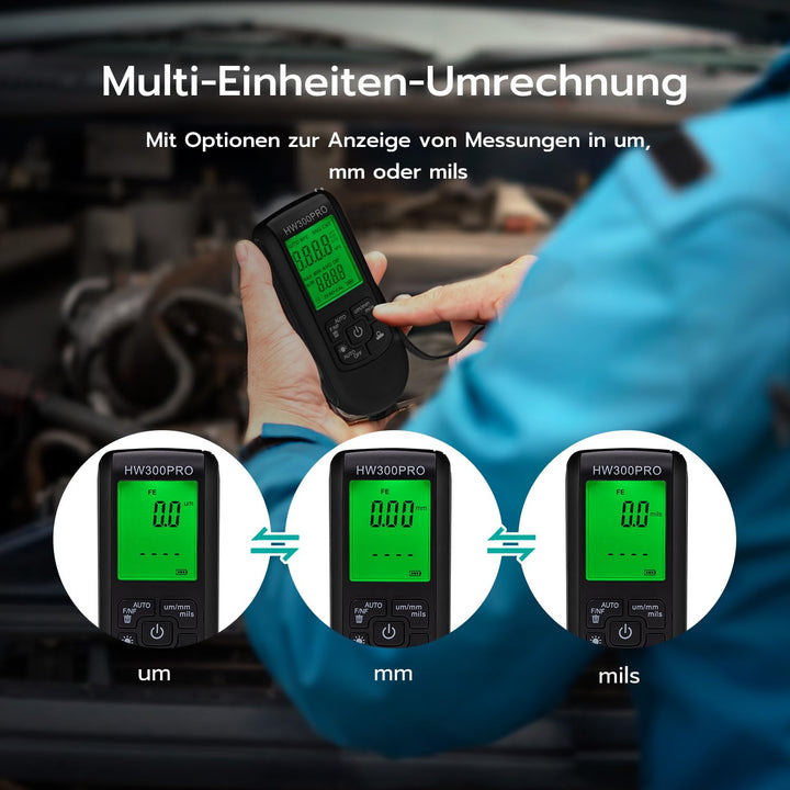 Mcbazel Digitales Schichtdickenmessgerät, Lackdickenmessgerät, Lackmessgerät Auto, Messbereich 0 bis